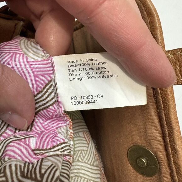 THE SAK Leather Crossbody Bag Pockets Tan Brown Adjustable Cane Ribbon Detail - Picture 8 of 11